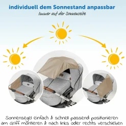 Universal Sonnensegel für Kinderwagen - Beige