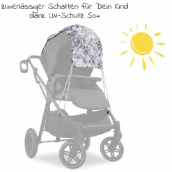 Universal Sonnensegel für Kinderwagen - Floral Grey