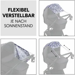 Universal Sonnensegel für Kinderwagen - Floral Grey