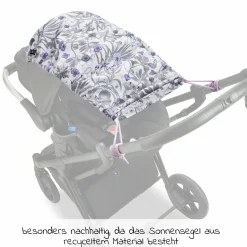 Universal Sonnensegel für Kinderwagen - Floral Grey
