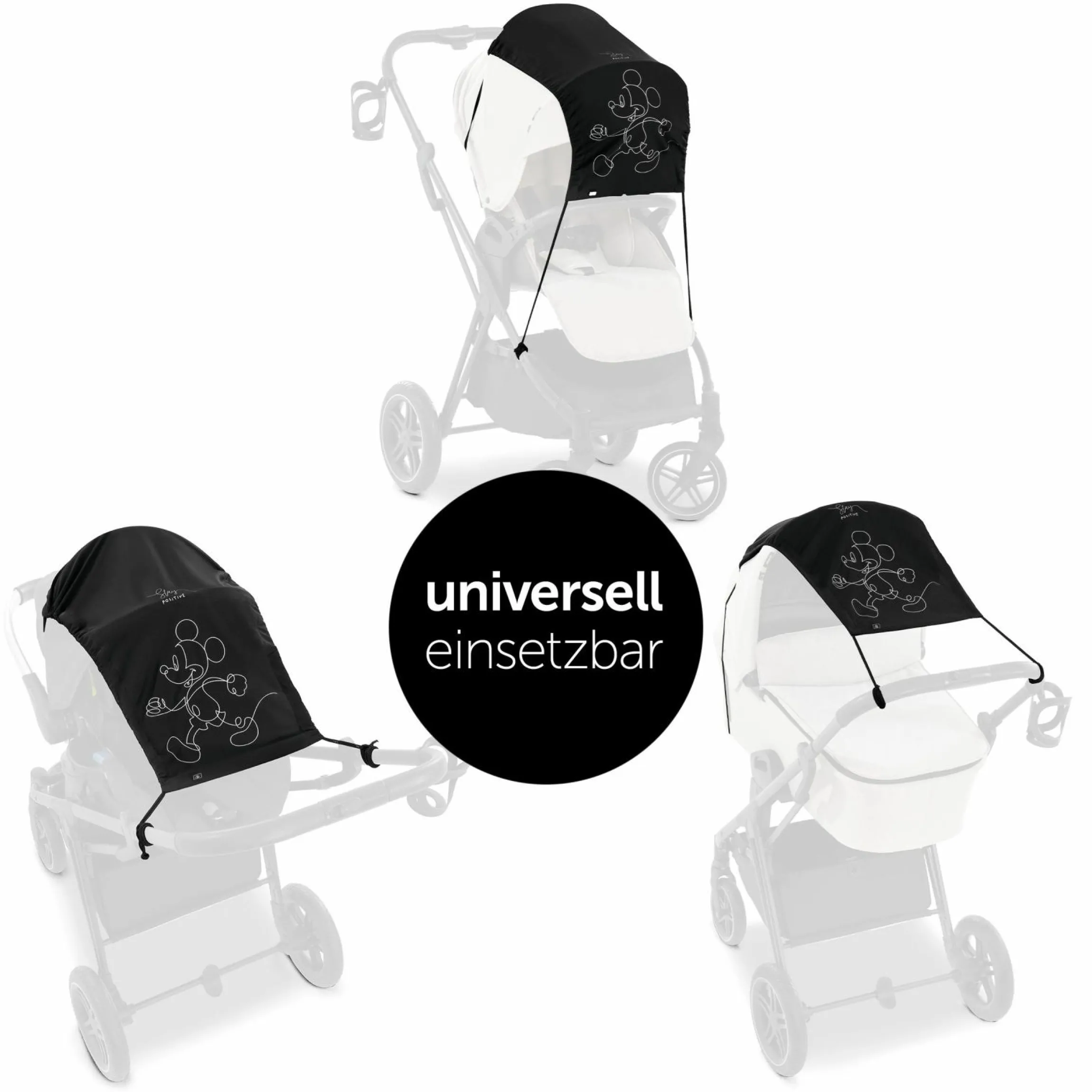 Universal Sonnensegel für Kinderwagen - Disney - Mickey Mouse Black