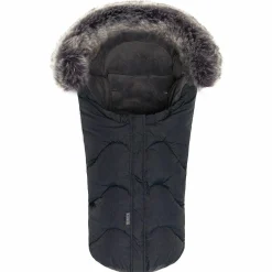 Universal Thermo-Fleece Fußsack mit Fellkragen für Babyschale & Wanne - Melange Dunkelgrau