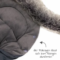 Universal Thermo-Fleece Fußsack mit Fellkragen für Babyschale & Wanne - Melange Dunkelgrau
