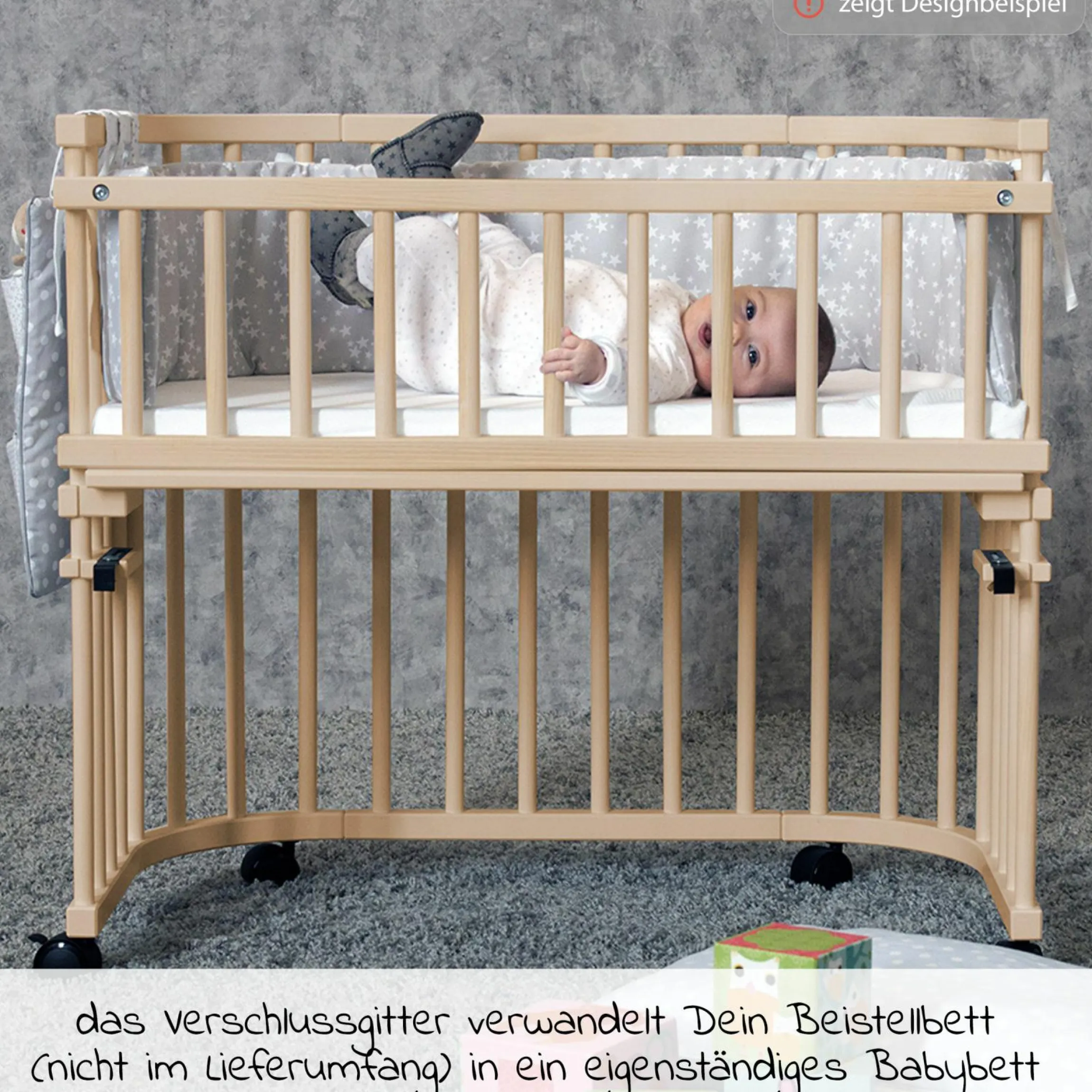 Verschlussgitter für das Beistellbett Original & Midi - Natur unbehandelt - Kollektion 2024