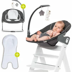 Verstellbarer Neugeborenenaufsatz & Wippe für Alpha & Beta Hochstuhl - Bouncer 2in1 Deluxe - Melange Grey