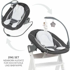 Verstellbarer Neugeborenenaufsatz & Wippe für Alpha & Beta Hochstuhl - Bouncer 2in1 Deluxe - Melange Grey