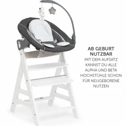 Verstellbarer Neugeborenenaufsatz & Wippe für Alpha & Beta Hochstuhl - Bouncer 2in1 Deluxe - Melange Grey