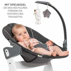 Verstellbarer Neugeborenenaufsatz & Wippe für Alpha & Beta Hochstuhl - Bouncer 2in1 Deluxe - Melange Grey