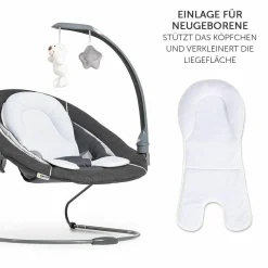 Verstellbarer Neugeborenenaufsatz & Wippe für Alpha & Beta Hochstuhl - Bouncer 2in1 Deluxe - Melange Grey