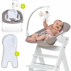 Verstellbarer Neugeborenenaufsatz & Wippe für Alpha & Beta Hochstuhl - Bouncer 2in1 Deluxe - Sand