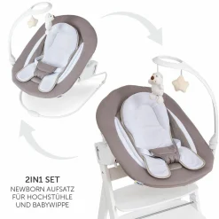 Verstellbarer Neugeborenenaufsatz & Wippe für Alpha & Beta Hochstuhl - Bouncer 2in1 Deluxe - Sand