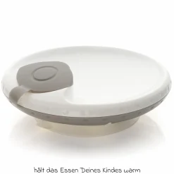 Warmhalteteller mit Saugnapf kein Verrutschen & Umkippen - Weiß Grau