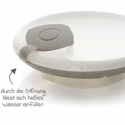 Warmhalteteller mit Saugnapf kein Verrutschen & Umkippen - Weiß Grau