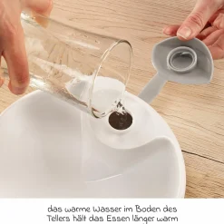 Warmhalteteller mit Saugnapf kein Verrutschen & Umkippen - Weiß Grau