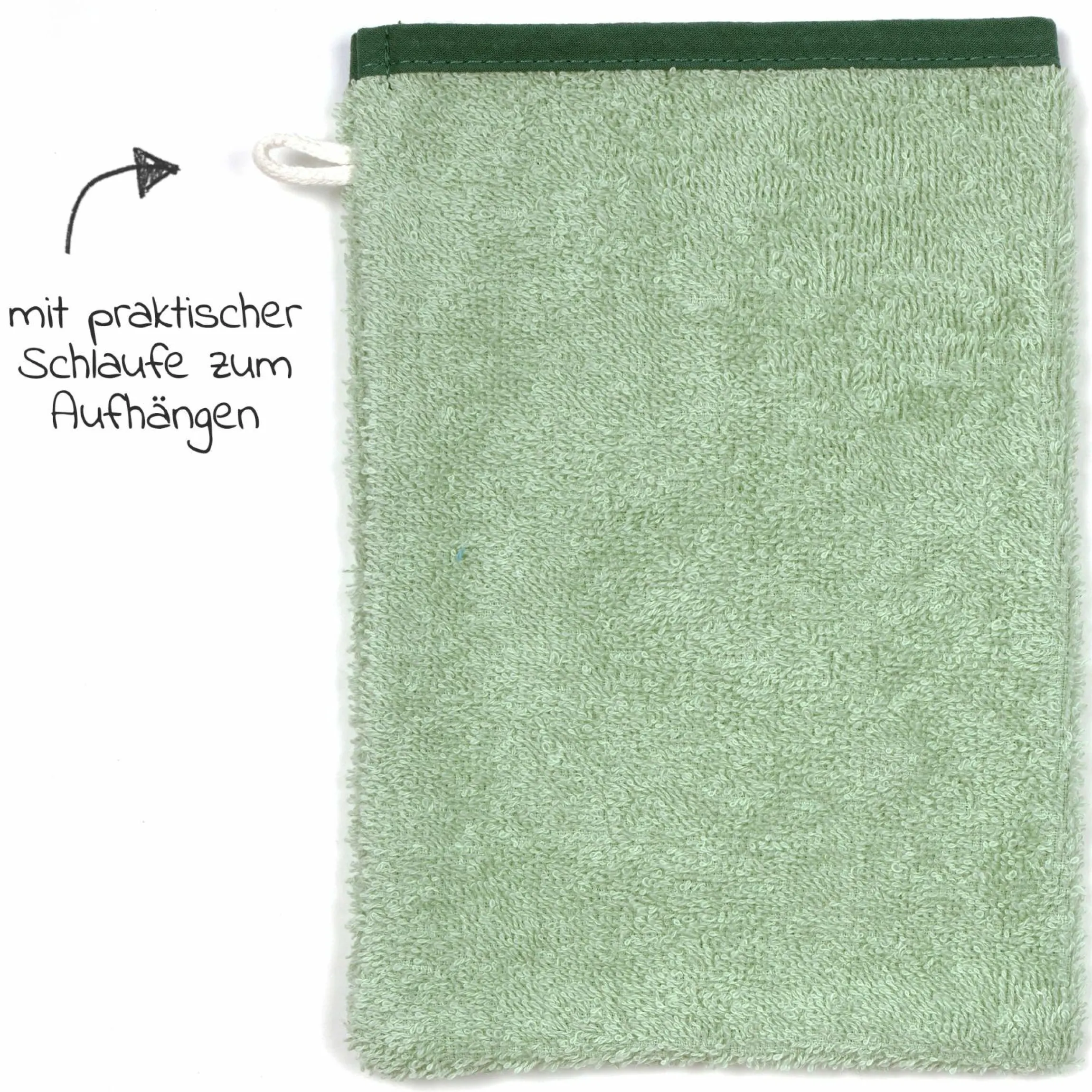 Waschhandschuh - Stickerei Faultier - Hellolivgrün