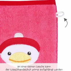 Waschhandschuh - Stickerei Ente - Pink