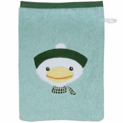 Waschhandschuh - Stickerei Ente - Mint