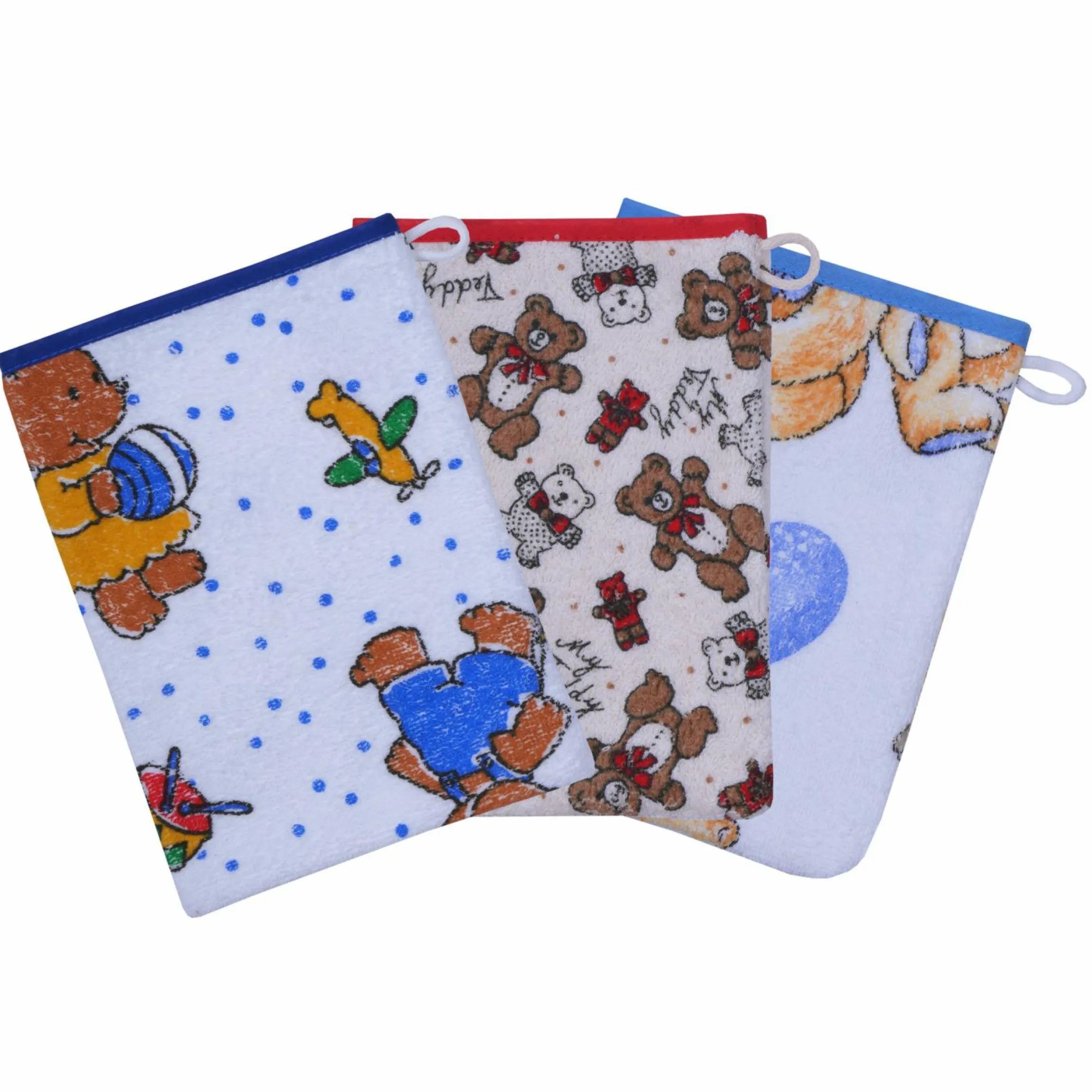 Waschhandschuh 3er Pack - verschiedene Designs