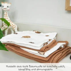 Waschhandschuh 3er Pack Musselin 20 x 17 cm - Forest Animals - Toffee