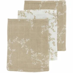 Waschhandschuh 3er Pack Musselin 20 x 17 cm - Branches - Sand