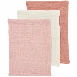 Waschhandschuh 3er Pack Musselin 20 x 17 cm - Soft Rose / Rose