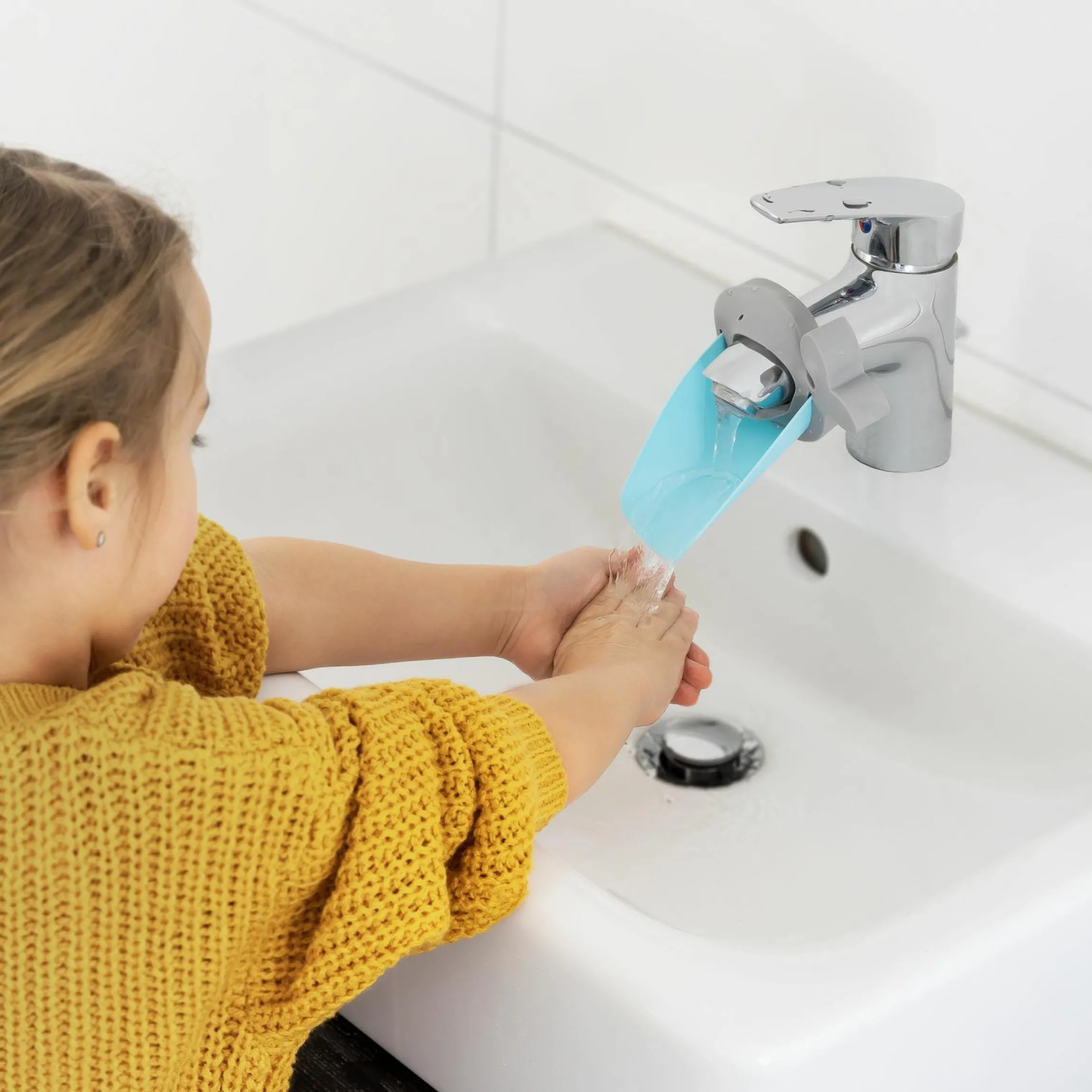 Wasserhahnverlängerung MyHappyBath Extender - Blau Grau