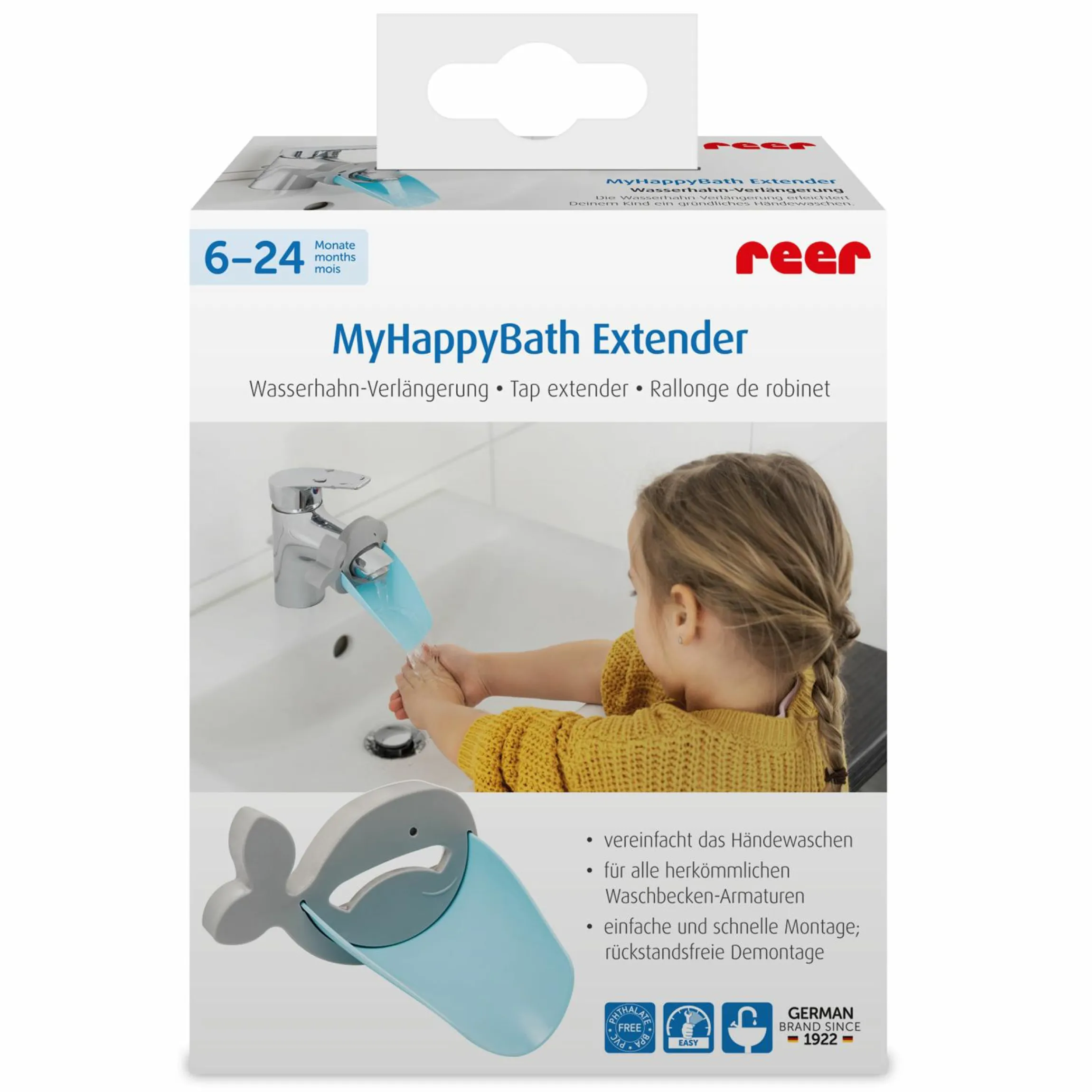 Wasserhahnverlängerung MyHappyBath Extender - Blau Grau