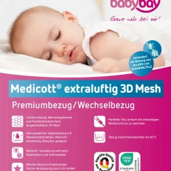 Wechselbezug Premium für Matratze Medicott extraluftig 3D Mesh für Beistellbett Original - Weiß - Kollektion 2024