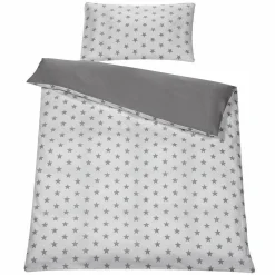 Wende-Bettwäsche 100 x 135 cm - Big Stars Grey