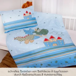 Wende-Bettwäsche 100 x 135 cm - Kleiner Drache