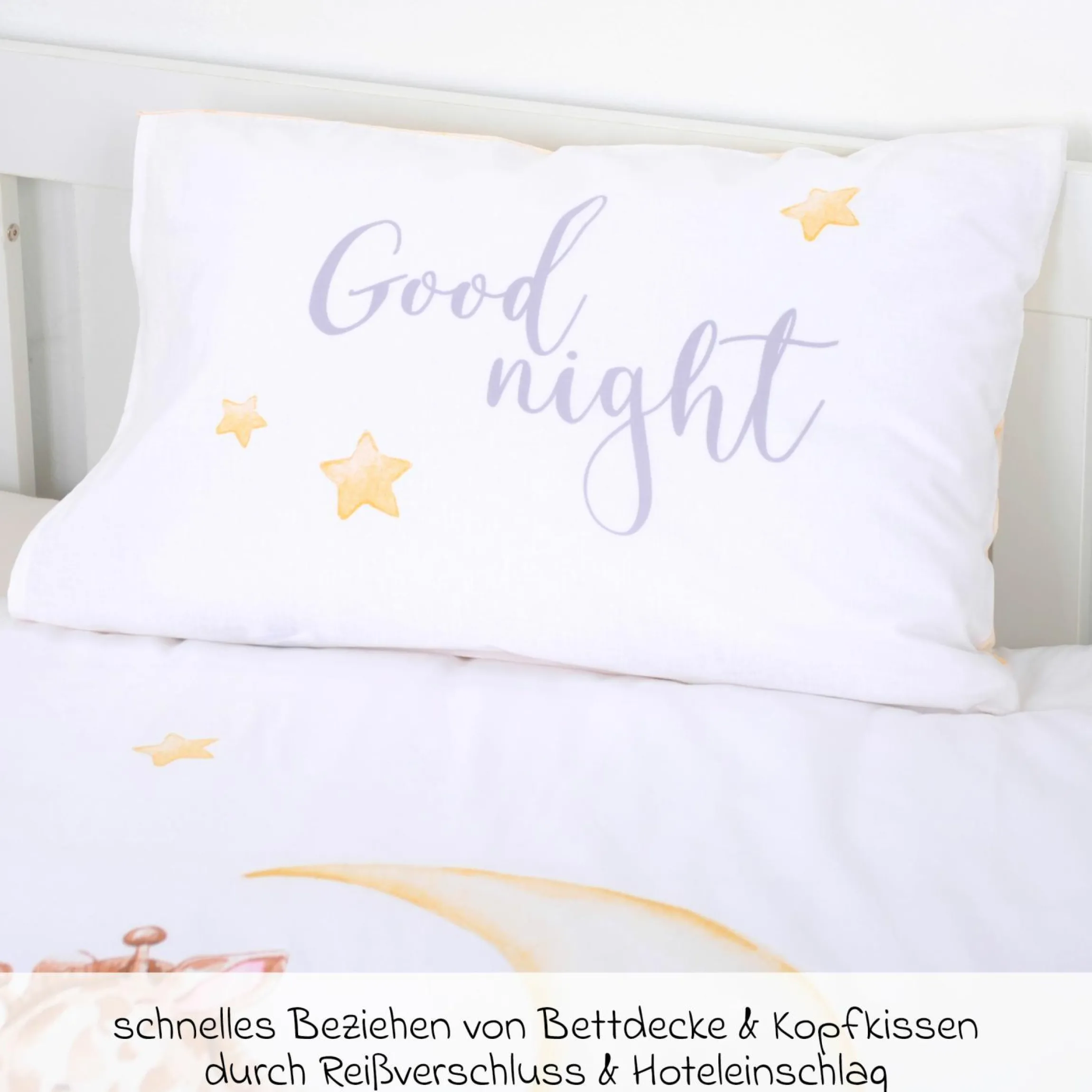 Wende-Bettwäsche 100 x 135 cm - Sleeping on the moon