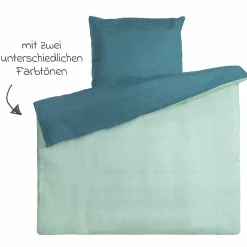 Wende-Bettwäsche Mull 80 x 80 / 35 x 40 cm - Patina / Mint