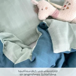 Wende-Bettwäsche Mull 80 x 80 / 35 x 40 cm - Patina / Mint