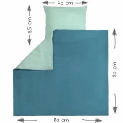 Wende-Bettwäsche Mull 80 x 80 / 35 x 40 cm - Patina / Mint