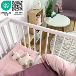 Wende-Bettwäsche Mull 80 x 80 / 35 x 40 cm - Orchidee / Puder