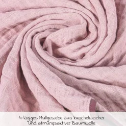 Wende-Kuscheldecke / Babydecke Mull 4-lagig 70 x 100 cm - Orchidee Puder