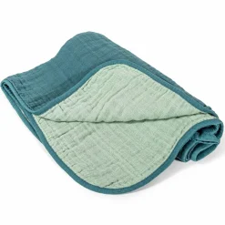 Wende-Kuscheldecke / Babydecke Mull 4-lagig 70 x 100 cm - Patina Mint