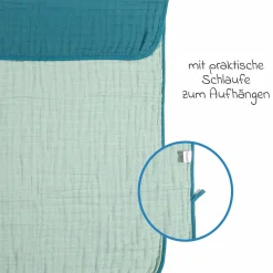 Wende-Kuscheldecke / Babydecke Mull 4-lagig 70 x 100 cm - Patina Mint
