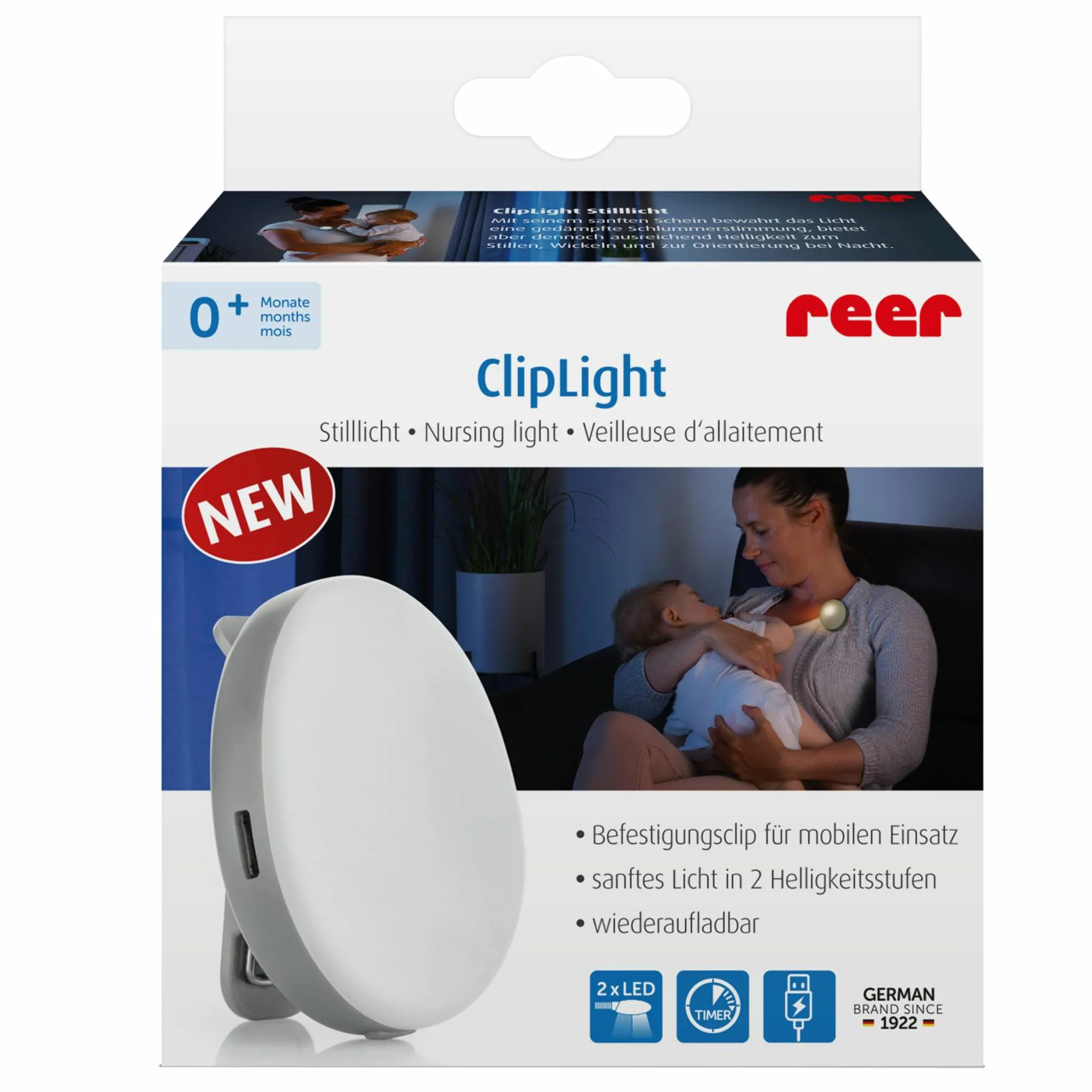 Wickel- & Still-Licht ClipLight - Hellgrau