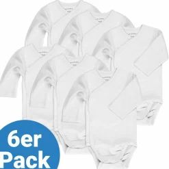 Wickelbody Langarm 6er Pack - Weiß - Gr. 62/68