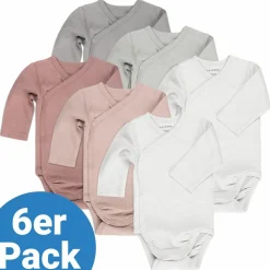 Wickelbody Langarm 6er Pack - Beere Grau - Gr. 62/68