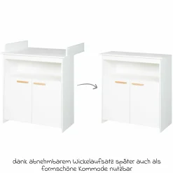 Wickelkommode Anton inkl. Wickelaufsatz - Weiß - Kollektion 2024