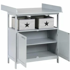 Wickelkommode Hamburg mit Wickelaufsatz & 2 Canvas-Boxen - Taupe