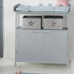 Wickelkommode Hamburg mit Wickelaufsatz & 2 Canvas-Boxen - Taupe