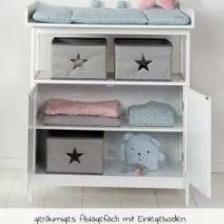 Wickelkommode Hamburg mit Wickelaufsatz & 2 Canvas-Boxen - Weiß