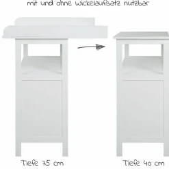 Wickelkommode Hamburg mit Wickelaufsatz & 2 Canvas-Boxen - Weiß
