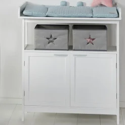 Wickelkommode Hamburg mit Wickelaufsatz & 2 Canvas-Boxen - Weiß