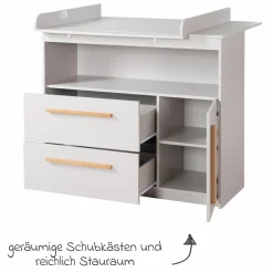 Wickelkommode Lea breit inkl. Wickelaufsatz - Grau - Kollektion 2024