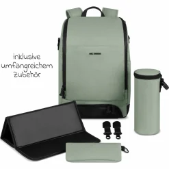 Wickelrucksack Active mit großem Frontfach inkl. Wickelunterlage & Zubehör - Pine - Kollektion 2025