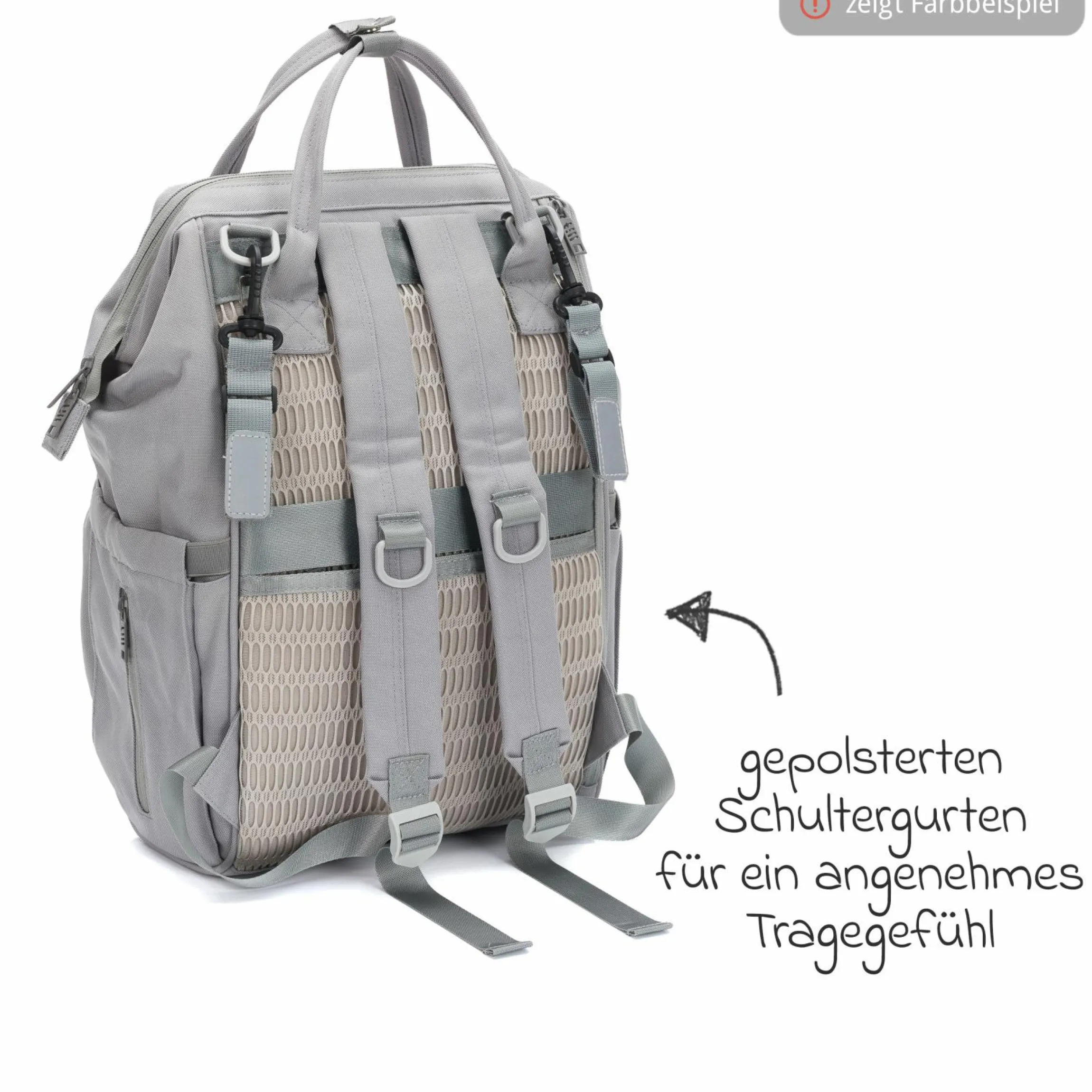 Wickelrucksack Barcelona im modernen Design mit variablem Stauraum - Schwarz